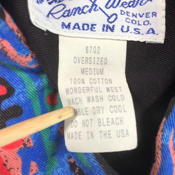 VTG Rockmount Shirt Mens M Red Blue Oversized Cape Western Pearl Snap Ranch USA - Picture 12 of 16